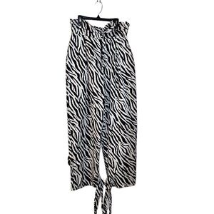 K TOO High Waisted 100% Cotton Black & White Animal Print Pants Size: Large